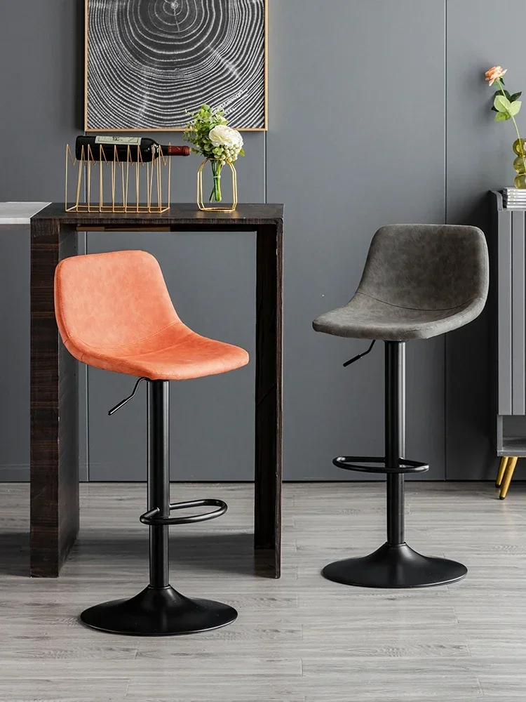 

Modern Home Bar Chair Spinning Minimalist Bar Chair High Feet Light Luxury Backrest Iron