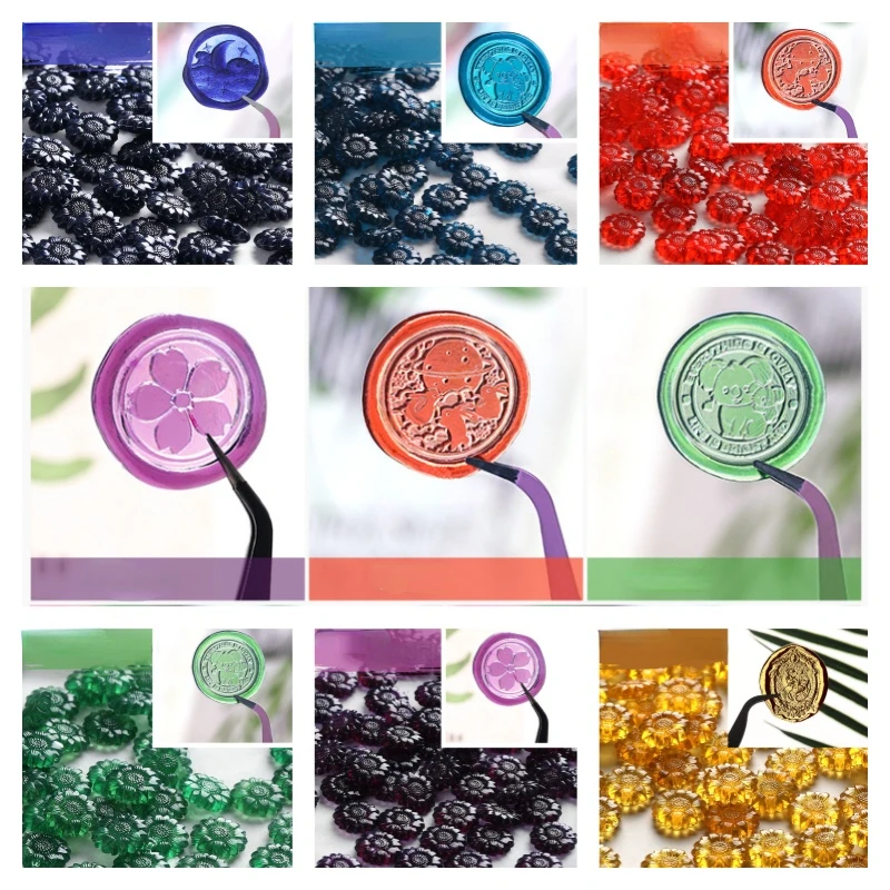 

300 г Новый полупрозрачный воск для запечатывания частиц креативная форма подсолнуха воск материал «сделай сам» конверт для открыток Скрапбукинг уплотнение