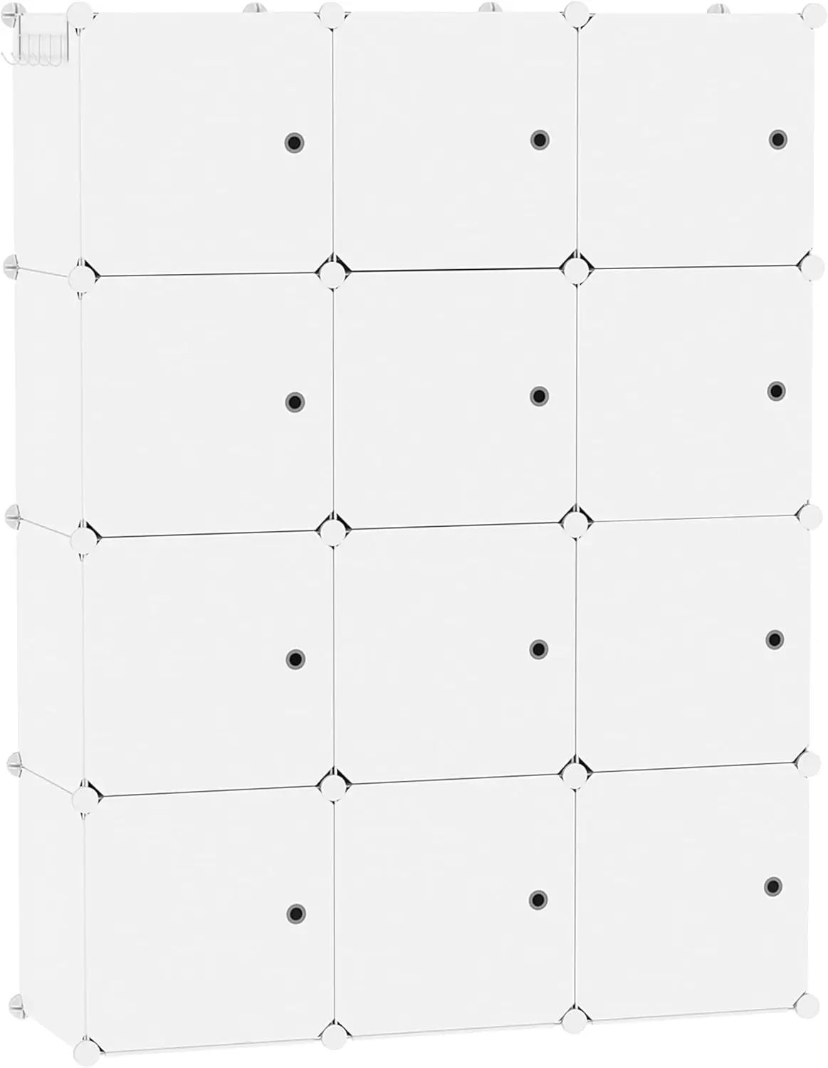 

DIY Cube Storage Organizer with Doors, 12-Cube Shelves for Bedroom and Living Room, 36.6”L x 12.4”W x 48.4”H Milky White