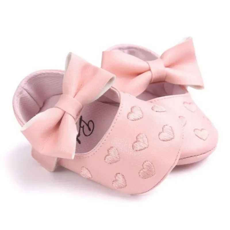 Newborn Baby Girl Bowknot Moccasins Soft Sole Crib Shoes Anti-slip Prewalker Solid Color Shoes