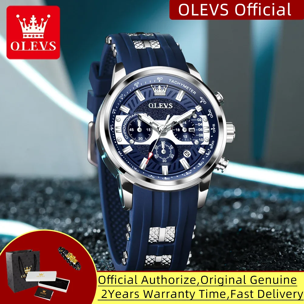 

OLEVS 3690 Кварцевые наручные часы Новые оригинальные кварцевые часы для мужчин Календарь Хронограф Водонепроницаемые 44 мм Большой циферблат Роскошные мужские часы