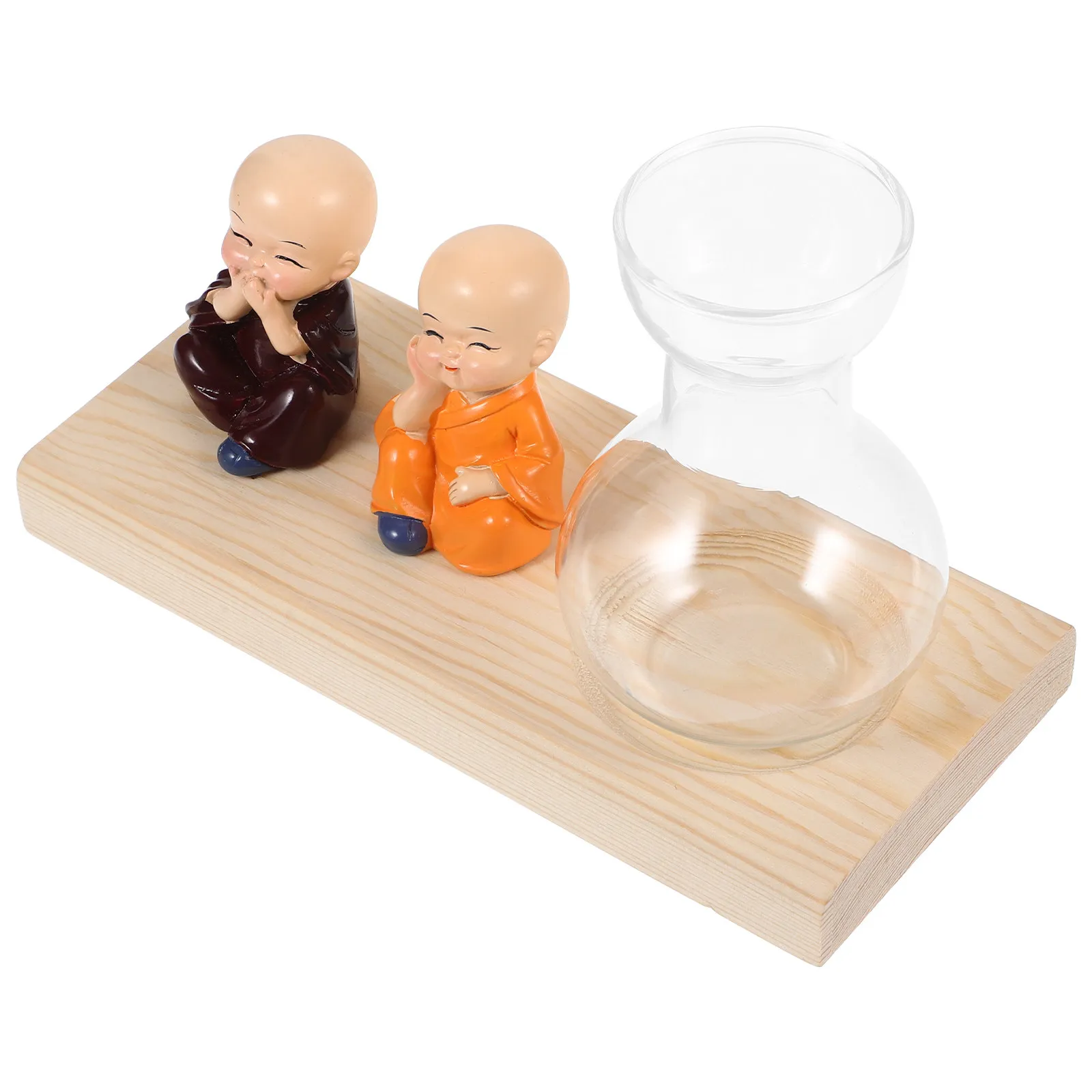 1Set Solid Wood Base Glass Propagation Vase for African Violets Plants Desk Terrarium Plant Vase Glass Planter for Indoor