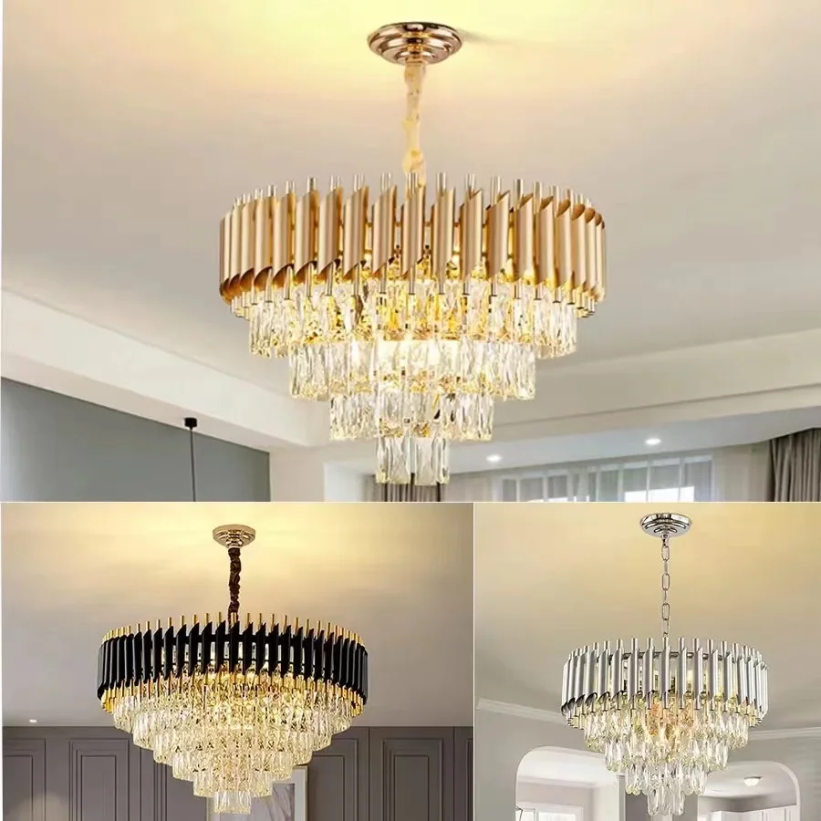 Lámpara de techo moderna, luz Led de techo, candelabro de cristal de lujo para sala de estar, decoración del hogar, lámparas colgantes de techo