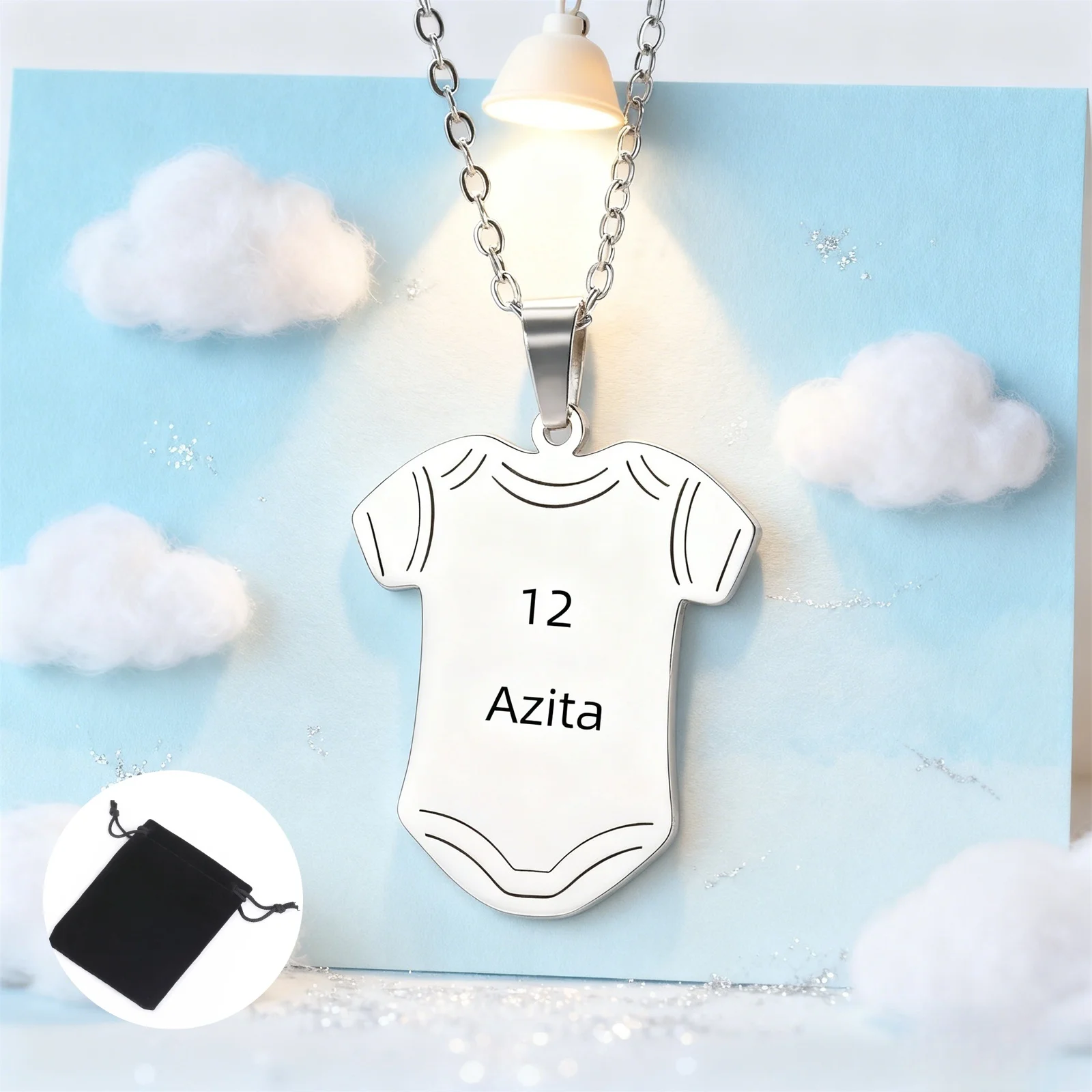 Customized name, jersey number T-shirt necklace stainless steel hip-hop sports football T-shirt necklace fashionable jewelry