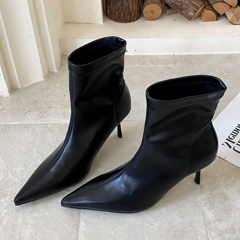 

Eilyken, осенние женские ботильоны из мягкой кожи, пикантная женская обувь на тонком каблуке, модная удобная короткая обувь с острым носком, Botas De Mujer