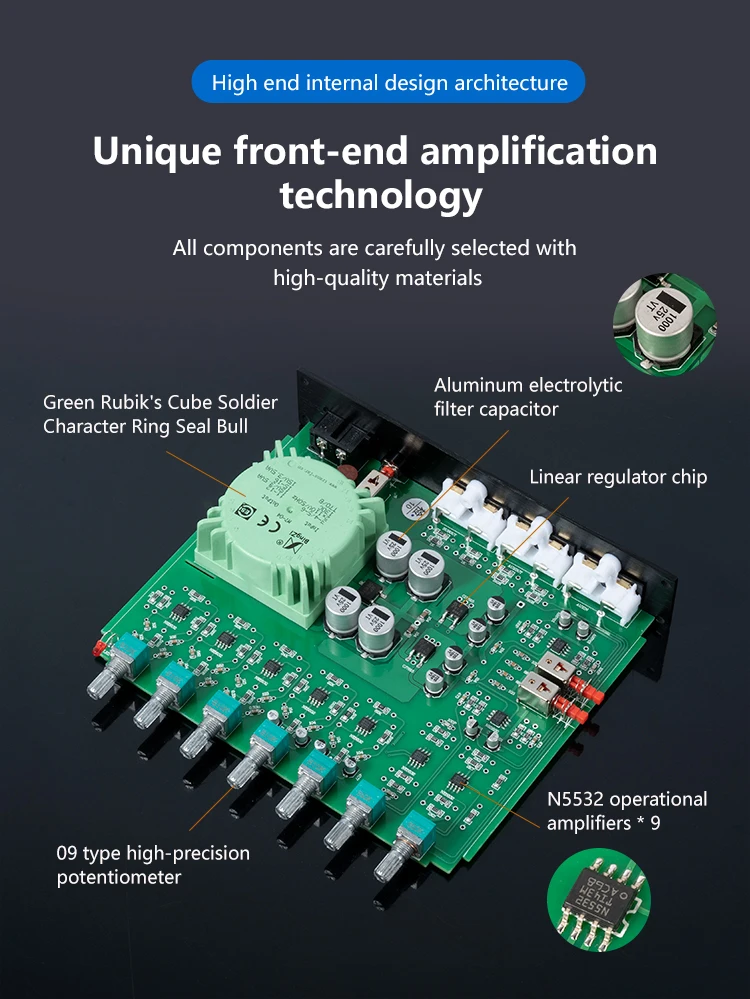 BRZHIFI EQ500 voorversterker 5-segment EQ toon audioverwerking effector kleine mixer