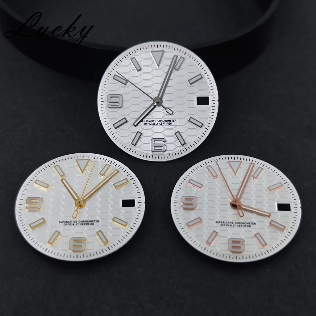 28.5mm NH35 Watch Dial For Land-Dweller Collocation High Quality C3 Green Luminous Watch Hands Watch Face Fit NH35 NH36 Movement