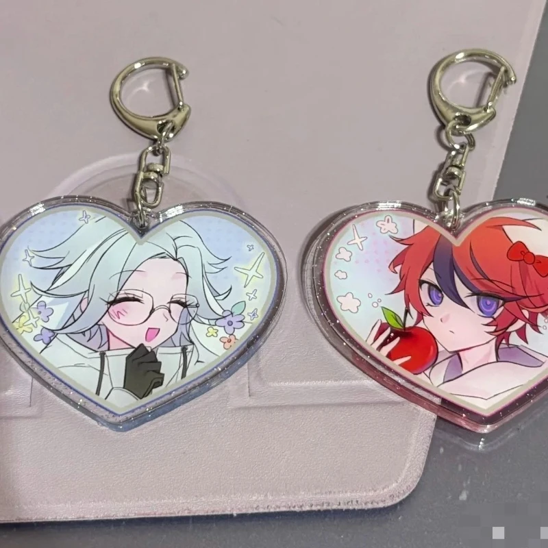 

Game The Hundred Line Last Defense Academy Cosplay Keychain Acrylic Heart Pendant Keyring 1 Pair Key Chain Bag Accessories Gift