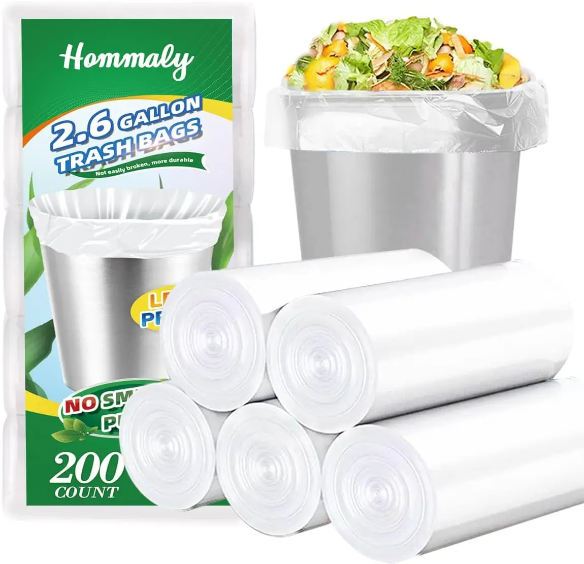 

200 прозрачных мешков для мусора, прочные мешки для отходов объемом 2,6 галлона для мусорных баков в ванной и офисе