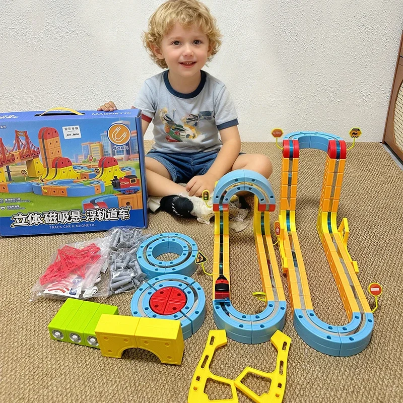 

Children's Education 3D Electromagnetic Suspension Train Track Toy Boys and Girls Assemble Toy Train Car Birthday Christmas Gift