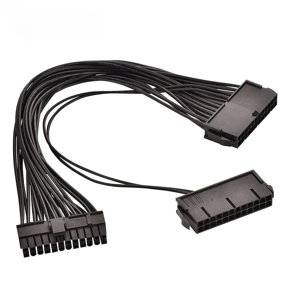 Câble séparateur d'alimentation 24 broches 1 vers 2 synchroniseur ATX Mining 30 cm Carte mère double alimentation Câble d'extension pour PC BTC