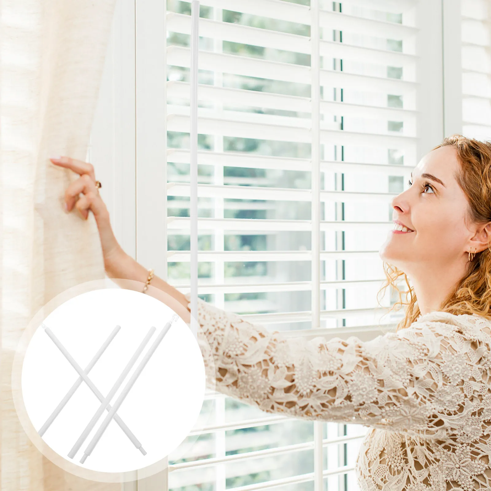 2Sets Acrylic Blind Wand Replacement Curtain Rod Heavy Duty For For Home Blind People Hooks Smooth Pull Rods Vertical