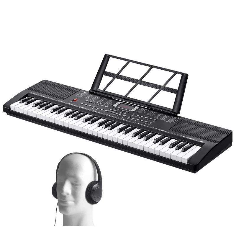 SucceBuy 61 Key Digital Keyboard Piano Electric Portable Piano 200 Tones 200 Rhythms or 600 Tones 500 Rhythms for Beginner Use