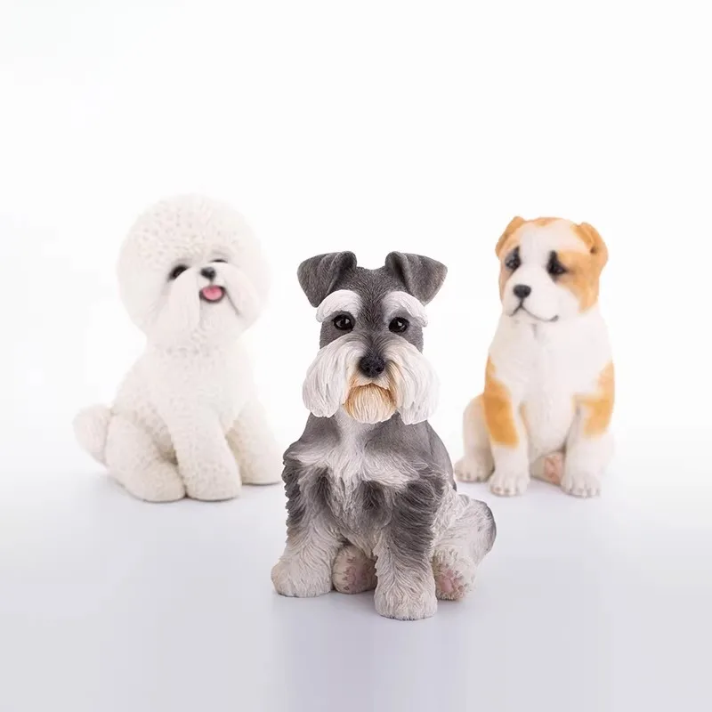 JXK 1/6 Skala Sibirski Husky/Shiba Inu/Schnauzer/Bichon Frise Model Symulacyjny Psa Zwierzęcia Pasujący do Dekoracji Biurka