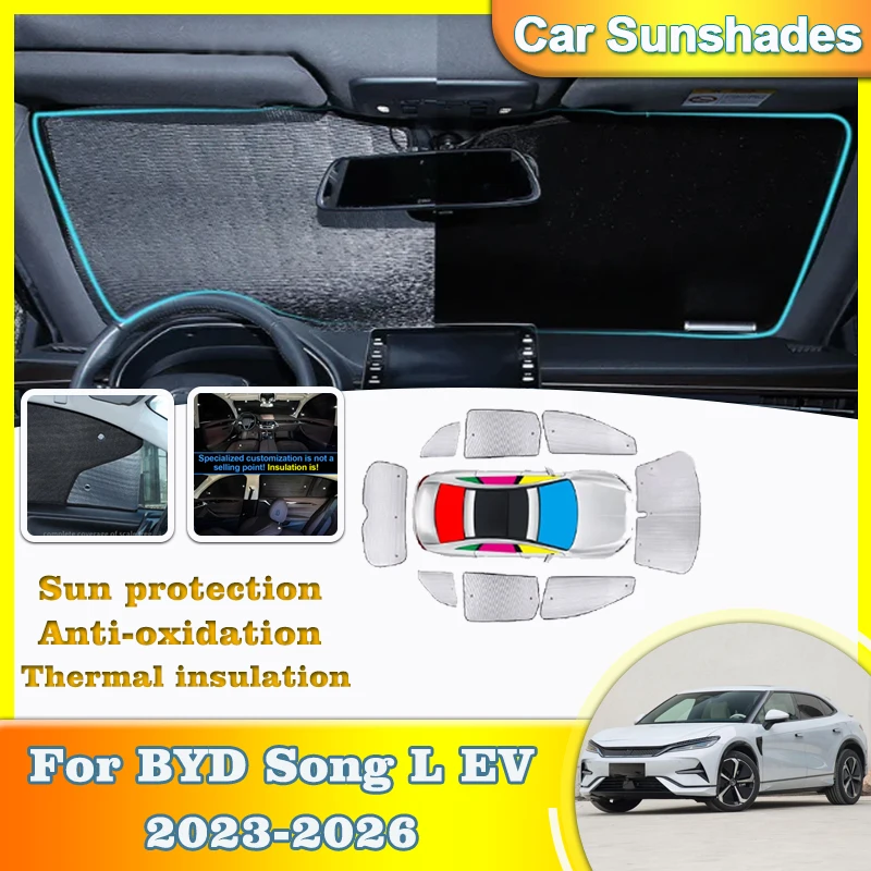 

Auto Sunshade Cover For BYD Song L EV 2024 2025 2026 Sun Visor Windshield Window Sunshades Sunscreen Anti-UV Cars Accessories