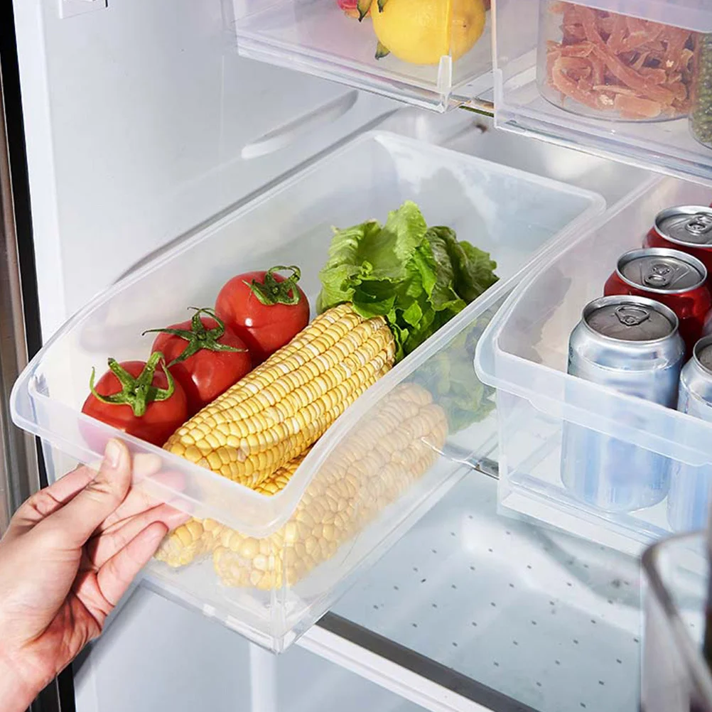 

2Pcs Refrigerator Organizer Bin Clear Plastic Storage Container Kitchen Pantry Organizer Tray Fridge Drawer Storage Box