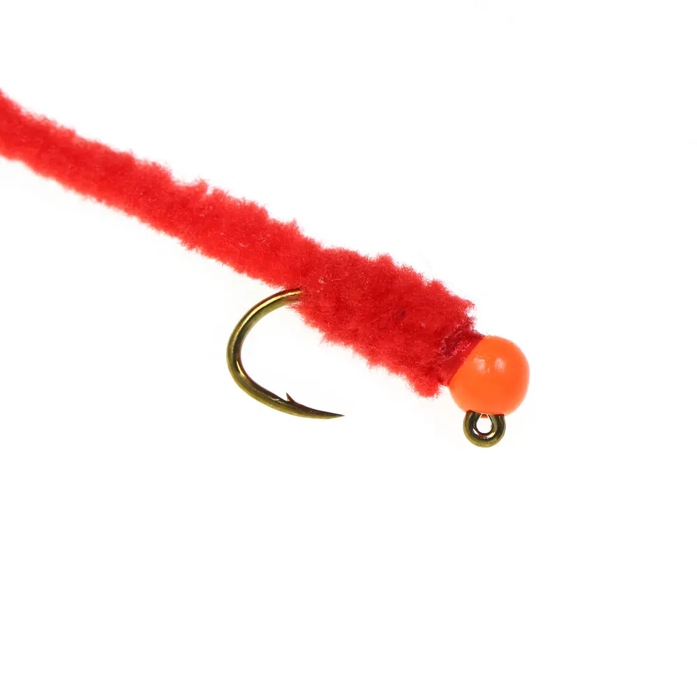 6 Stück # 12 gezahnte Jig-Squirmy-Worm-Fliegen, schnell sinkende Nassfliegen, künstliche Regenwurm-Fliegen für Forellen-, Barsch-, Blugill- und Grauforellen-Angeln – Detail 3