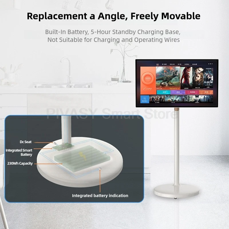 21.5 24 Inchs With Floor Stand Android Touch Screen Smart Tv Tablet Portable Movable Gaming Live Room Wireless Screen Mirroring