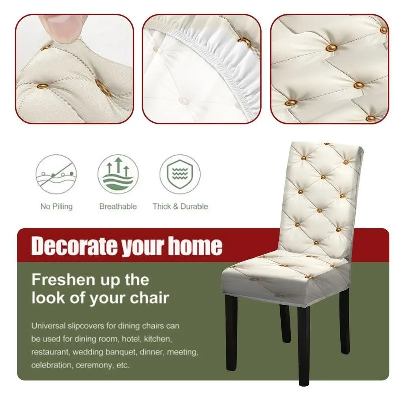 4/6 قطعة مجموعة غطاء كرسي الطعام الفاخرة كريم الأبيض الماس مبطن نمط آلة قابل للغسل ، واقي كرسي قابل للإزالة #3