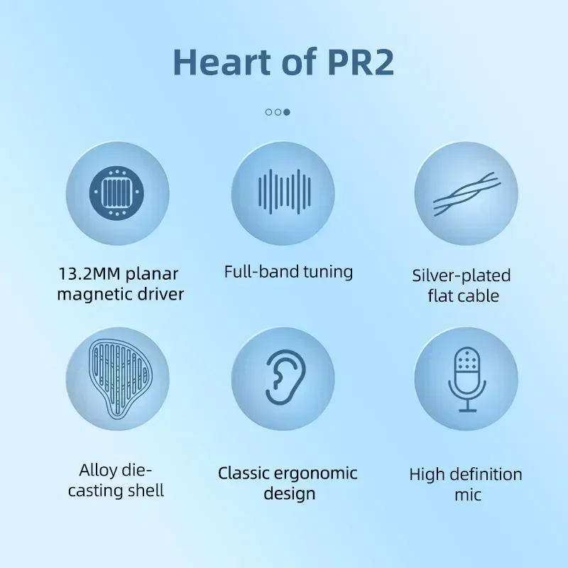 KZ x HBB PR2 Planar Magnetic IEMs - سماعات HiFi من النوع C مع ميكروفون وكابل فضي 784 للألعاب/البث المباشر (رمادي)