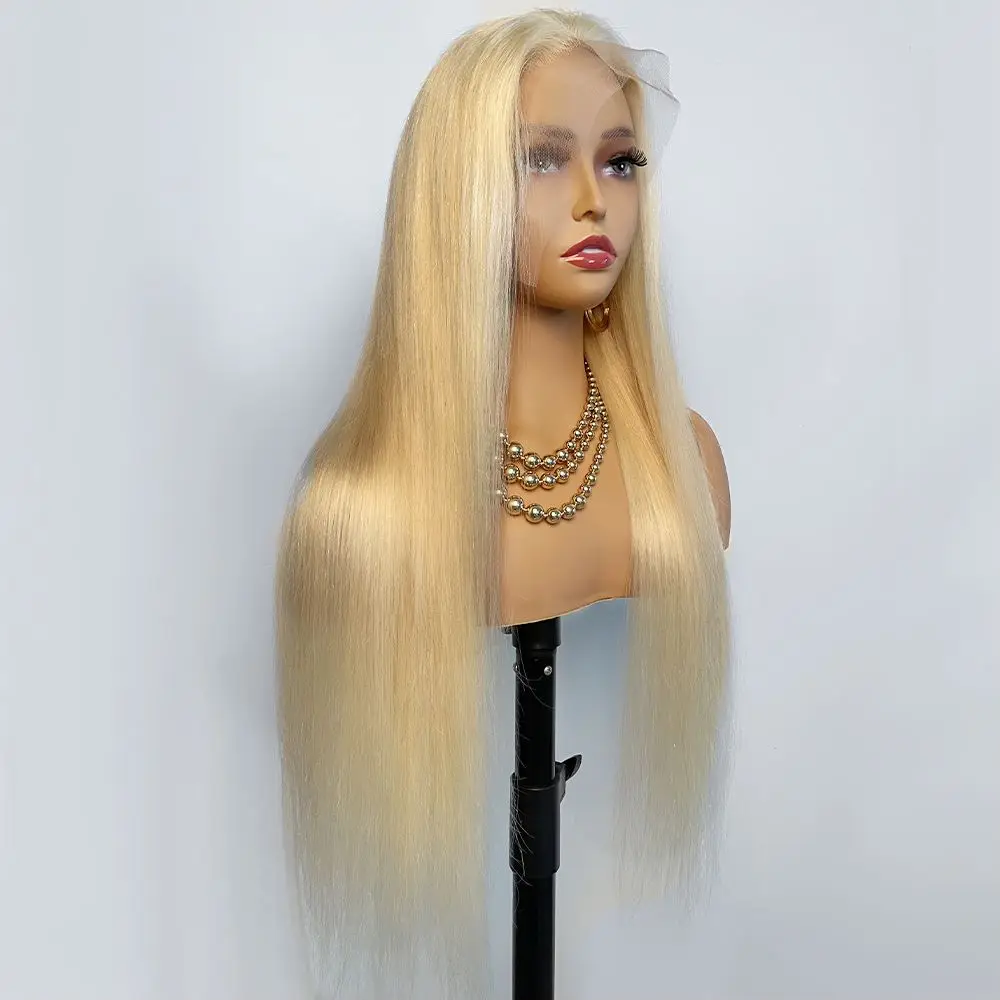 13x4 HD Transparent 613 Blonde Lace Frontal Human Hair Wigs 180% Density Brazilian Bone Straight 13x4 Lace Front Human Hair Wigs