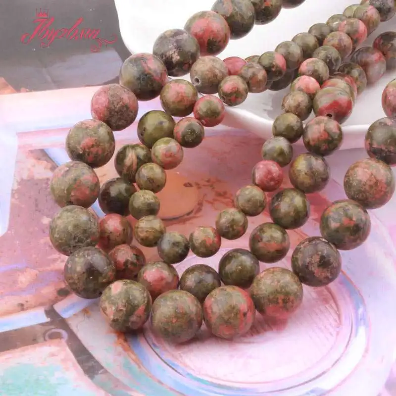 4/6/8/10 مللي متر الجولة السلس الطبيعي Unakite حجر الخرز ستراند 15 بوصة ل قلادة أساور صنع المجوهرات DIY بها بنفسك فضفاض الخرز #2