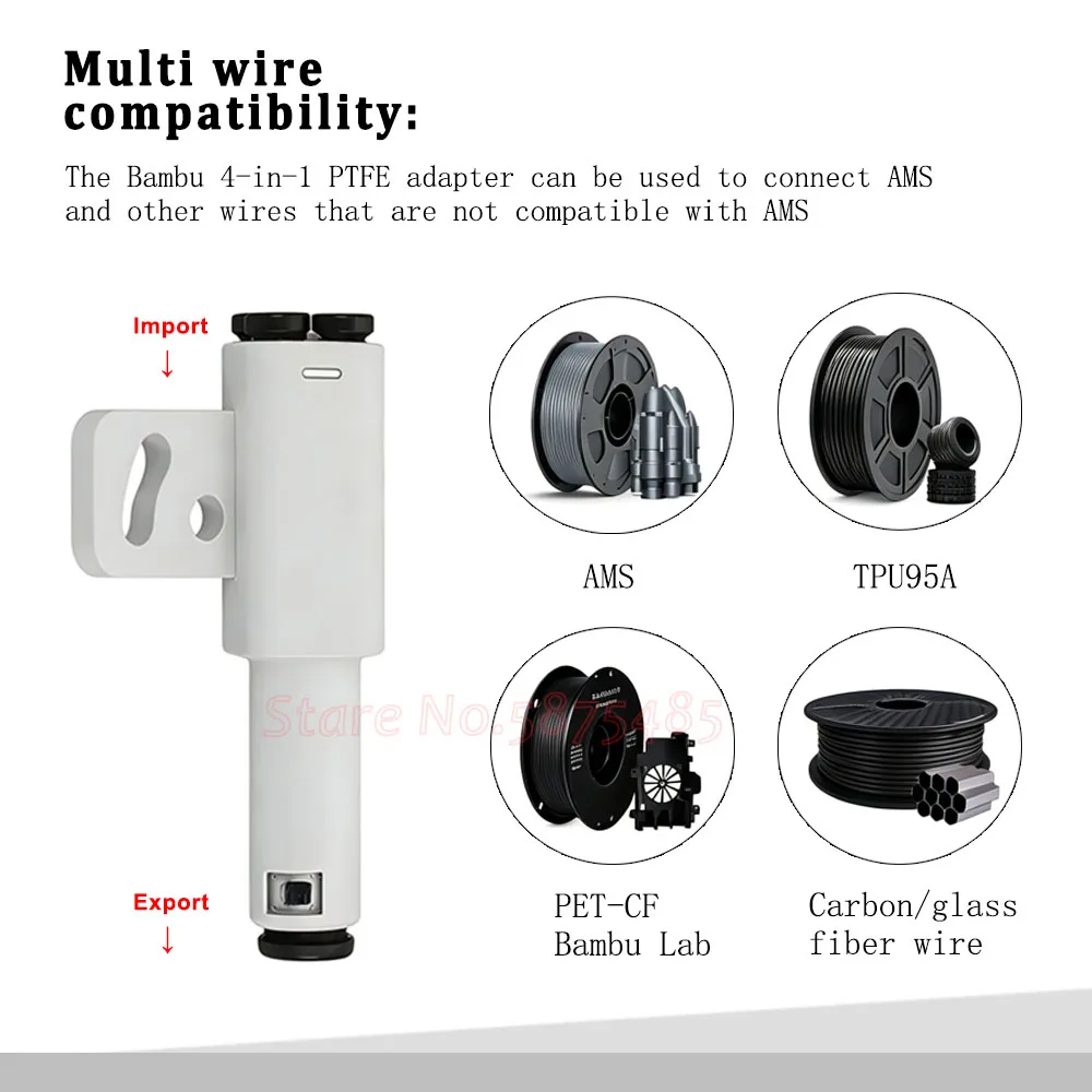 For Bambu 3D Printer Parts Compatible P2S/X1/P1/H2D/H2S/X2D Material Tube Expansion Port Connection AMS Multiple Feeding Modules
