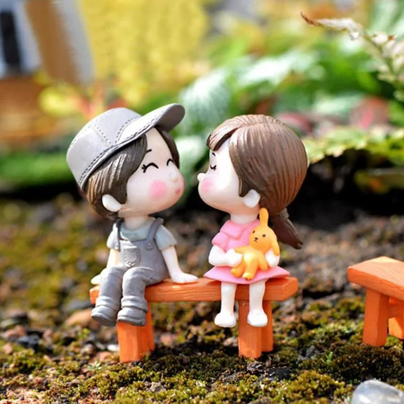 1 Paar Zoete Liefhebbers Paar Op Stoel Miniatuur Beeldjes Ambachten Fairy Garden Decoratie