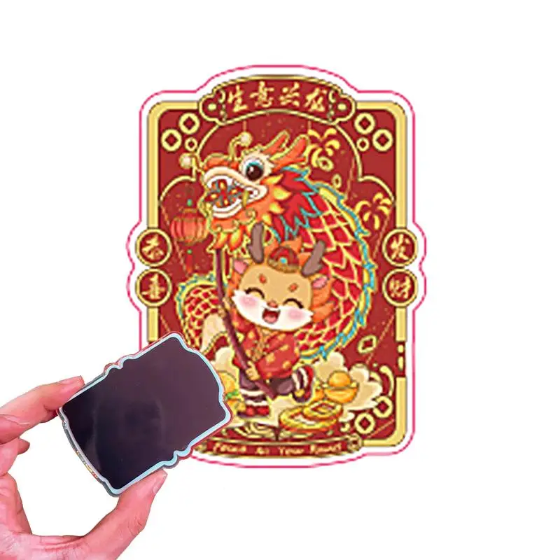Aimant de réfrigérateur de style chinois, nouvel an, dessin animé festif, mignon, créatif, décoration d'intérieur