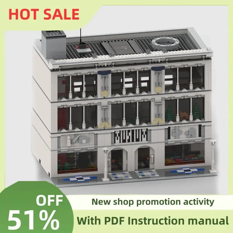

New 2604Pcs City Street View Moc Modular Museum of Natural History Model Custom Puzzle Diy Creative Ideas Kid Toy Birthday Gift