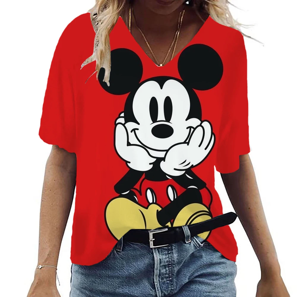 New Women\'s T-Shirts Disney Mickey Mouse Print Top Fashion Simple Pattern T Shirts for Women Summer Leisure Female Streetwear