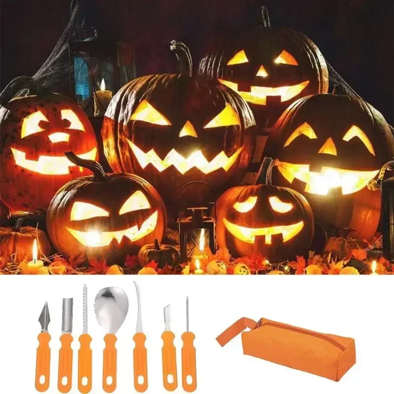 Juego de Herramientas de tallado de calabaza de Halloween, cuchillo de tallado de calabaza, suministros de corte de calabaza para adultos, grabado de corte de cocina, envío directo