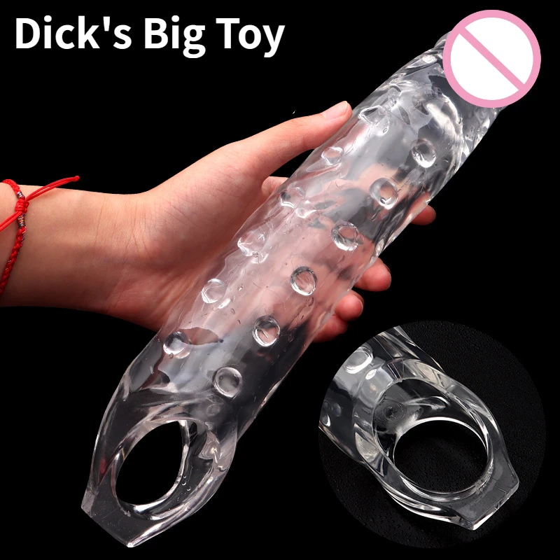 28cm Super Size Big Penis Sleeve Penis Extender 6cm Penis Enlargement Reusable Condom Sex Toys for Men Delay Ejaculation