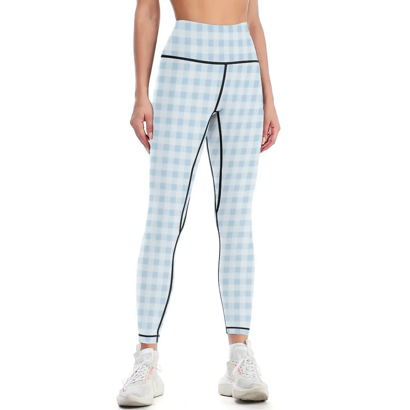 

Blue Gingham Leggings workout shorts sport pants Women's gym Womens Leggings