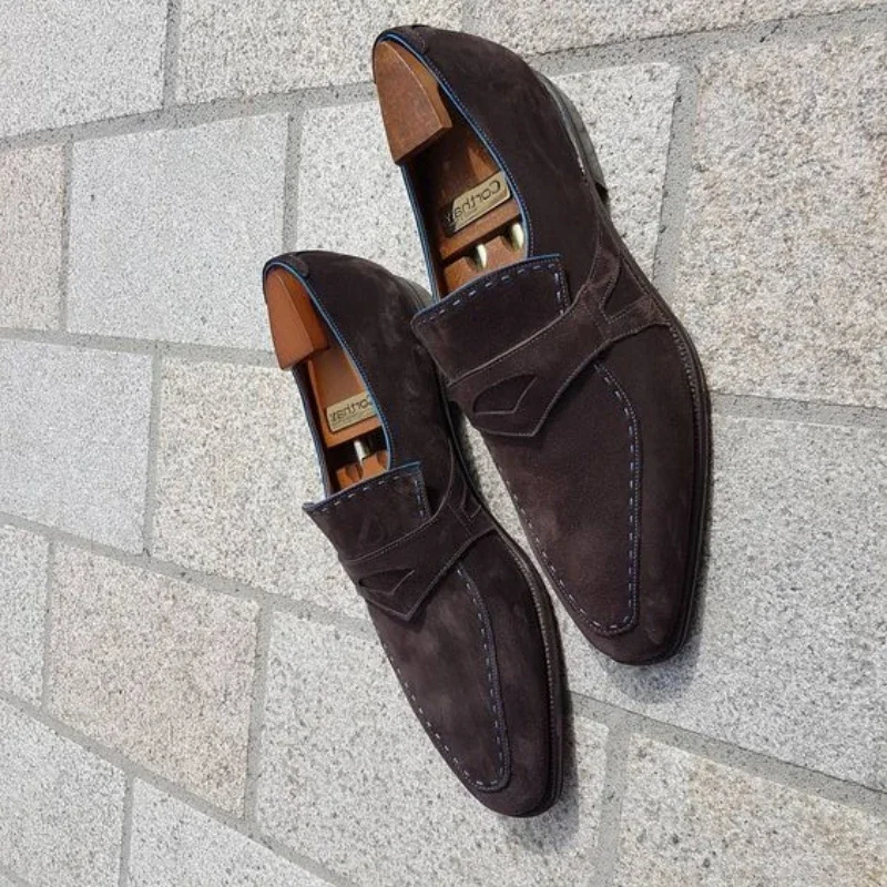 New Black Flock Loafers Breathable Slip-On Casual Shoes Handmade Men Dress Shoes Zapatillas De Hombre