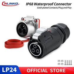 CNLINKO M24 IP68 Circular Push-Pull Connector 2-24P Heavy Duty Solder Type, Panel Mount for Industrial Automation & Signal Power