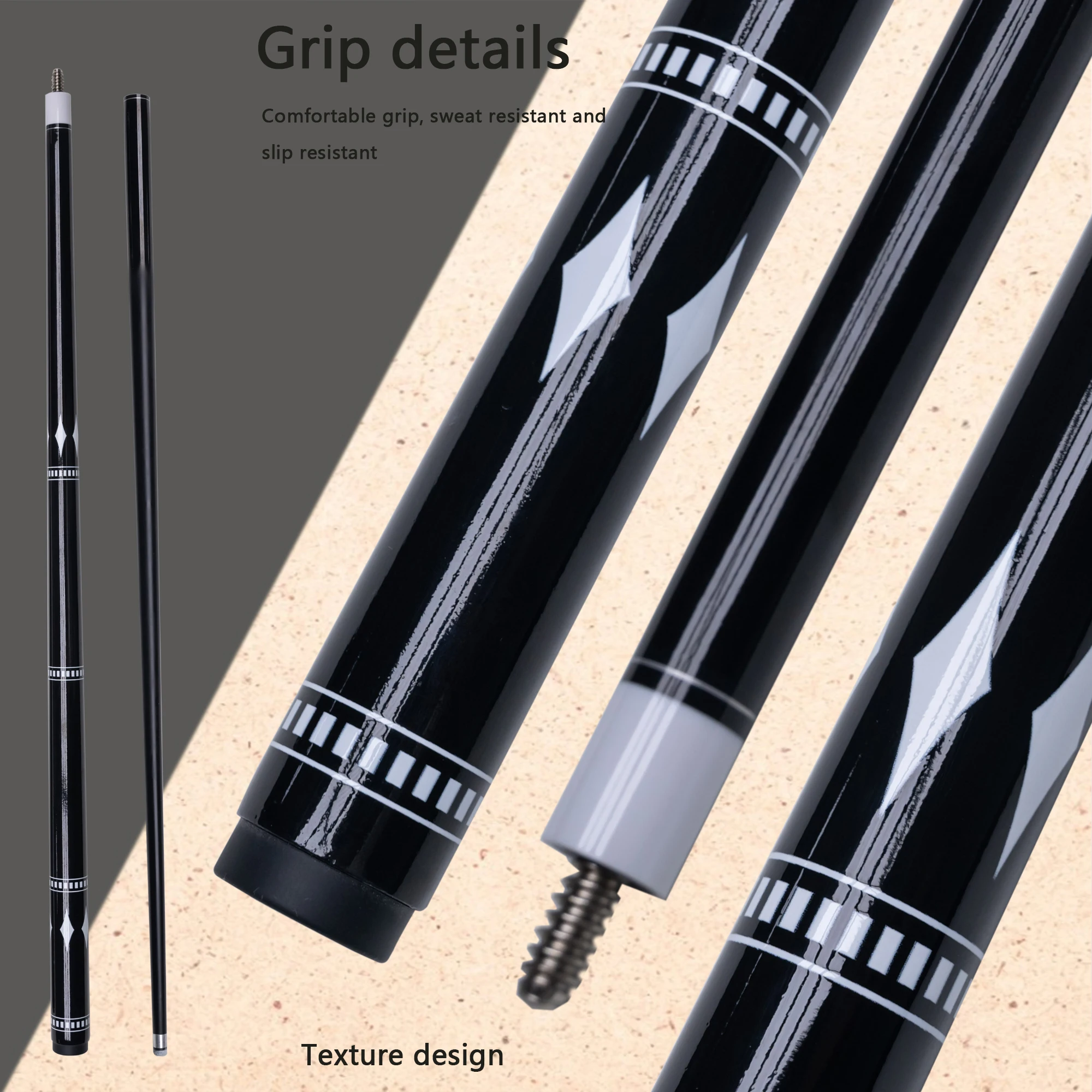 Composite Carbon Billiard Cue 10.5mm Tip Non Slip Grip Black Shaft  Design Ideal for American Pool and Carom Billiards