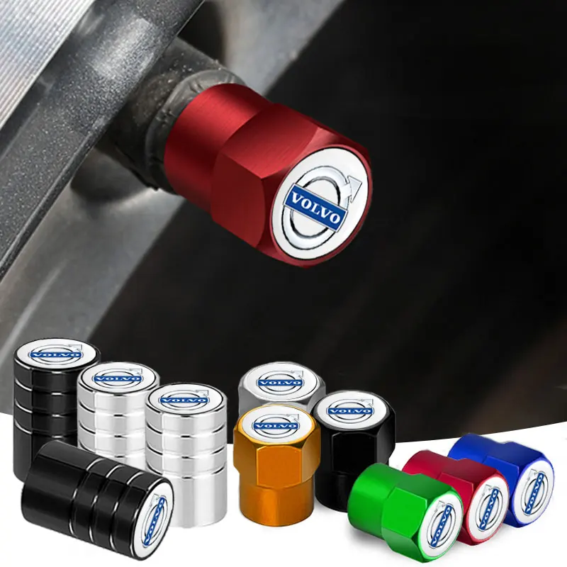 4Pcs/Set Metal Car Wheel Tire Air Valve Caps Stem Covers For Volvo XC90 S60 V40 XC60 S80 S40 V70 V50 S90 T6 V60 V90 XC40 XC70