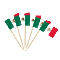 Mexico Toothpick Flag Mexican MX National Small Mini Cocktail Fruit Cupcakes Toppers Food Stick Flags Decorations,100 Pack