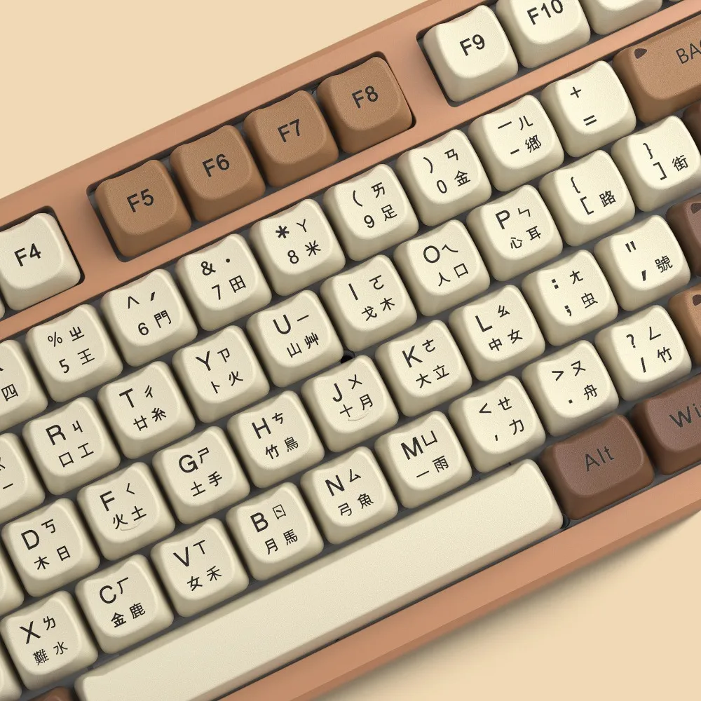 Zestaw Keycapów Coffee Cat, Profil MAO, Artystyczne Nakładki na Klawisze, Uroczy Kot, PBT Taiwan Point, Nakładki na Klawiaturę Gamingową, Akcesoria do Przełączników MX