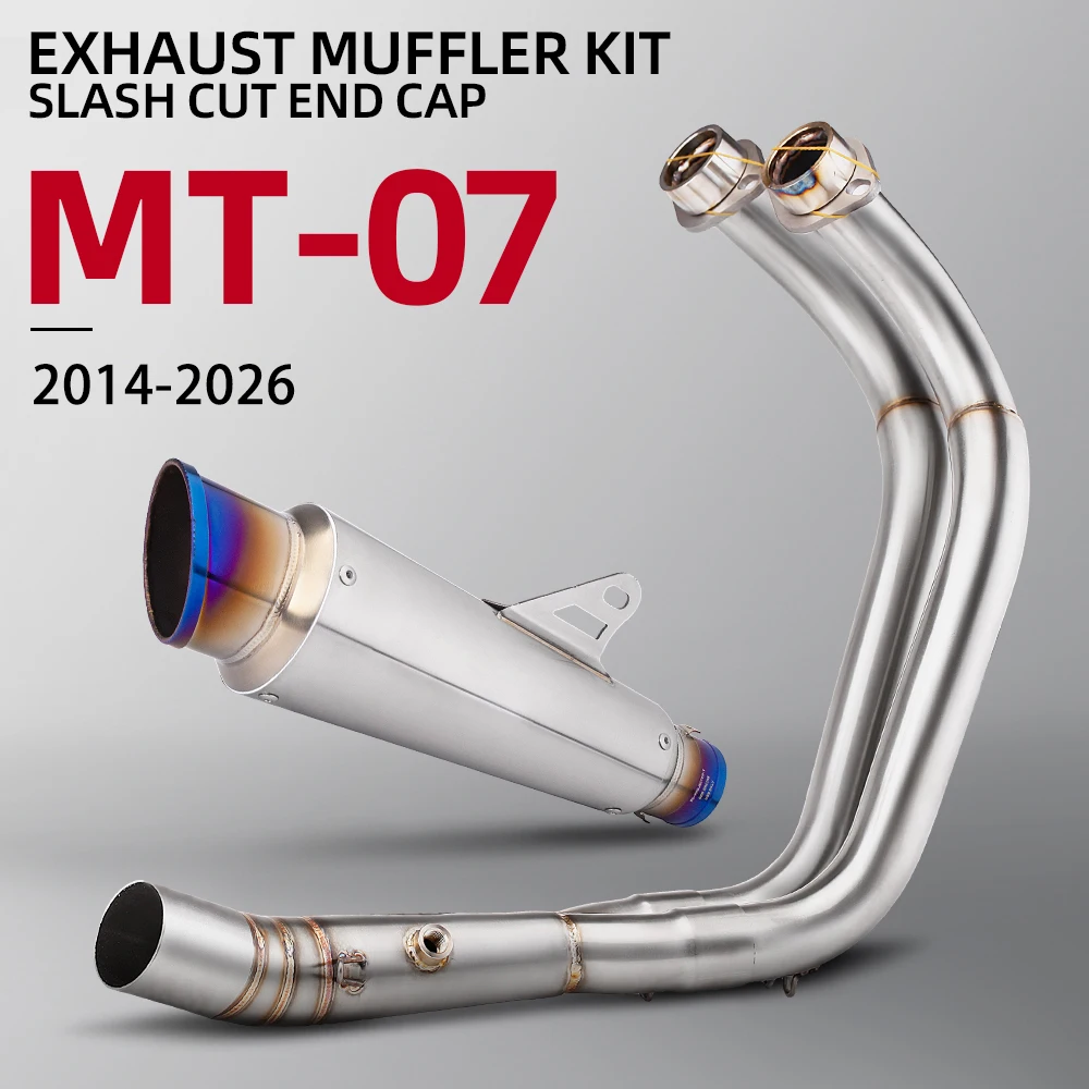 

Slip on Line For Yamaha R7 MT07 FZ07 XSR700 2014-2026 Motorcycle Exhaust Full System Front Pipe with 51mm Stainless Blue Muffler