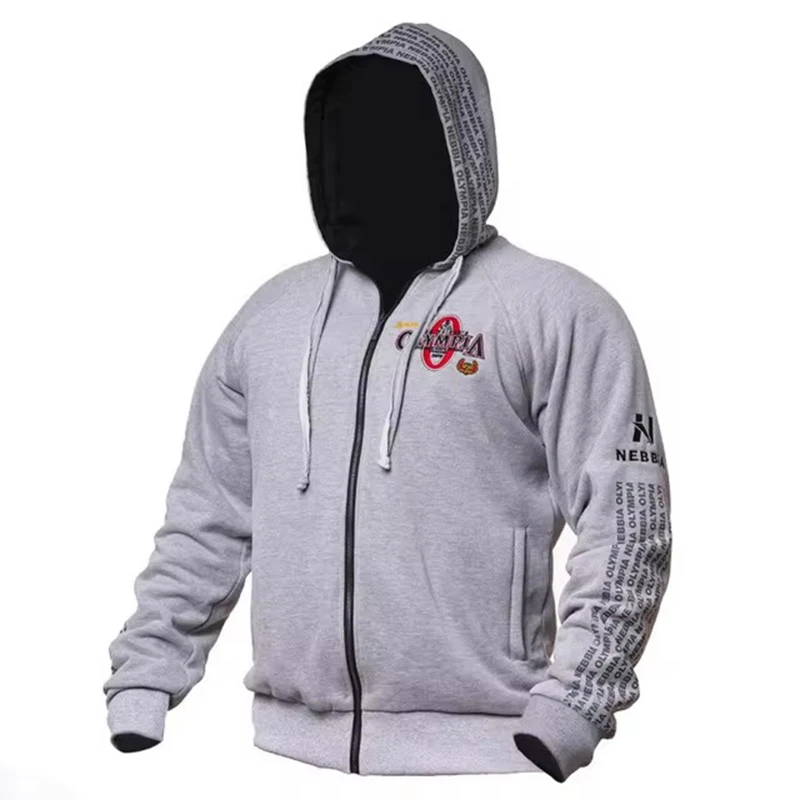 Olympique – sweat à capuche en coton pour homme, fermeture éclair, mode décontractée, gym, fitness, musculation, vêtements de sport, manteau de