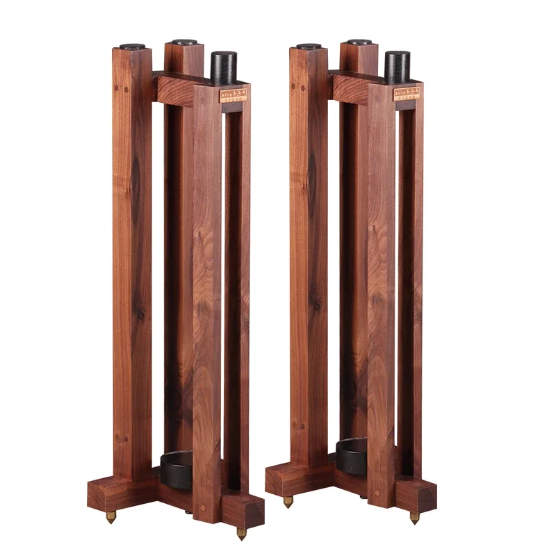 S-004 CL-01 Black Walnut Full Solid Wood Triangle Speaker Stand Speaker Stand Bookshelf Box Stand