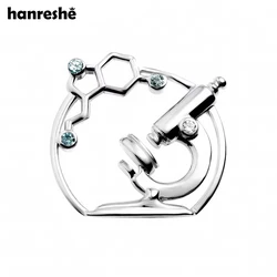 Hanreshe Medical Charm Microscope Molecule Brooch Pin Inlaid Crystal Lapel Badge Scientific Jewelry for Doctor Nurse Student
