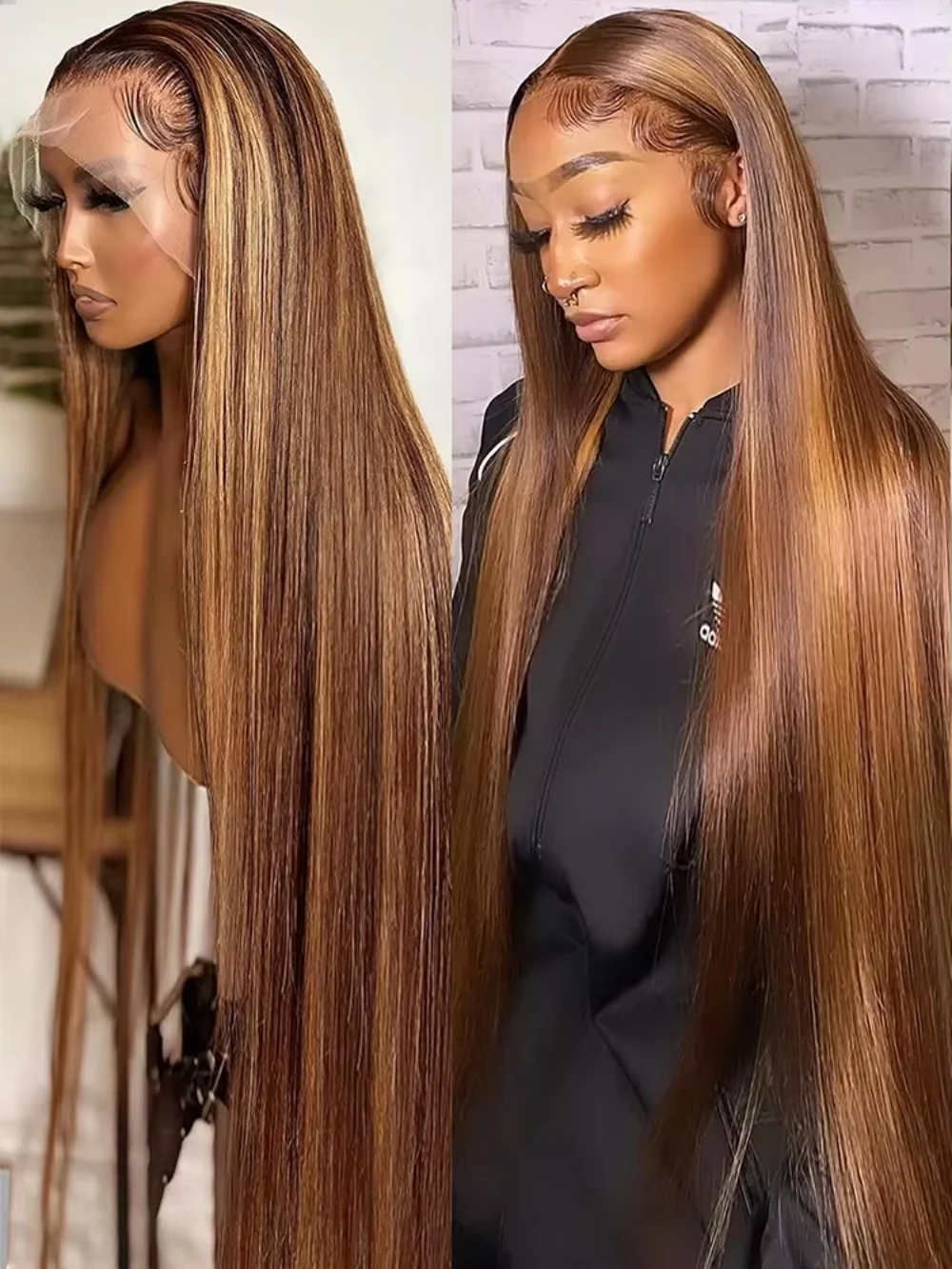 Bone Straight Highlight P427 13x6 Lace Front Human Hair 13x4 HD Lace Frontal Wigs Max-lace Ombre Brown Colored Wig For Women