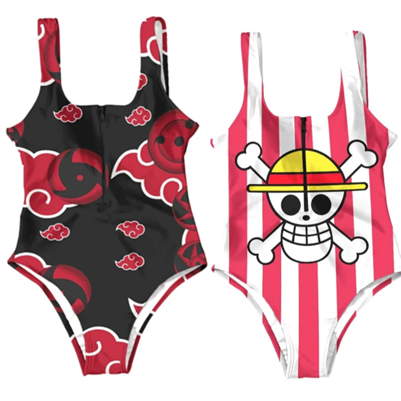 Anime jednoczęściowy strój kąpielowy Luffy NARUTO Uzumaki Naruto figura mody Anime peryferyjny letnie Bikini prezent dla dziewczyny na plażę