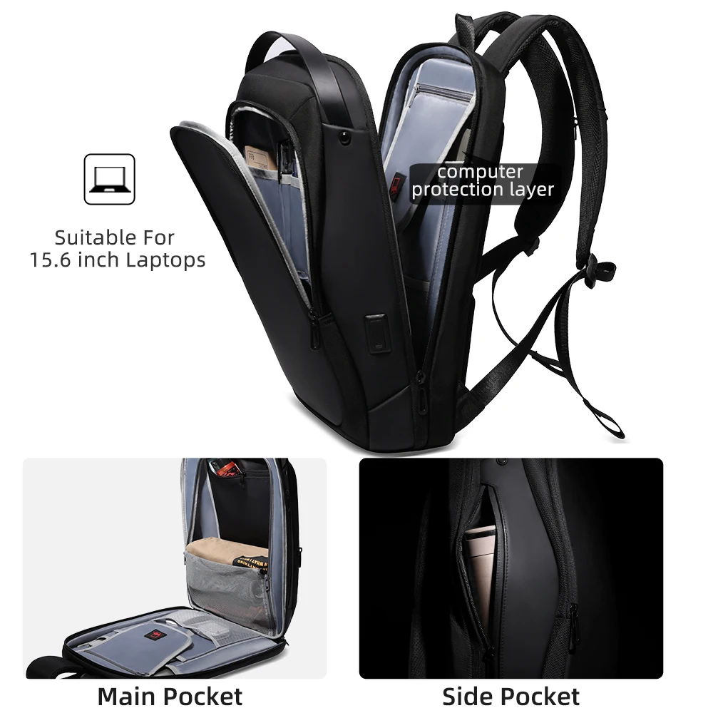 HcanKcan Business Backpack Men\'s 15.6“ Laptop Backpack Casual Large Capacity Male Pack USB Charging Waterproof Backpacks For Man