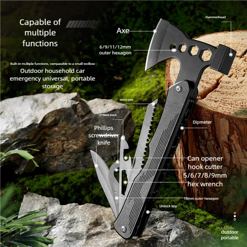 Survival Imitation, Portable Combination Outdoor Multifunctional Tent, Ground Nail, Outdoor Camping Tool, Ground Hammer view 4