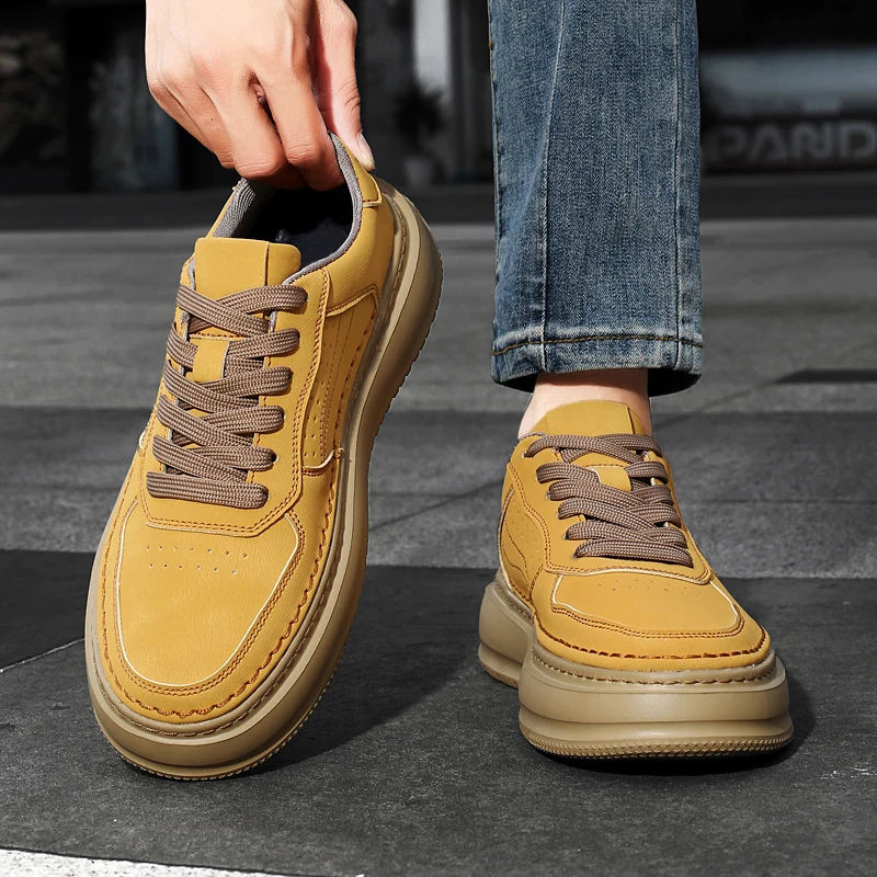 

Мужские кроссовки 2026: Новинка весна-осень, ретро-стиль, натуральная кожа, на толстой подошве, универсальные спортивные повседневные туфли для мужчин