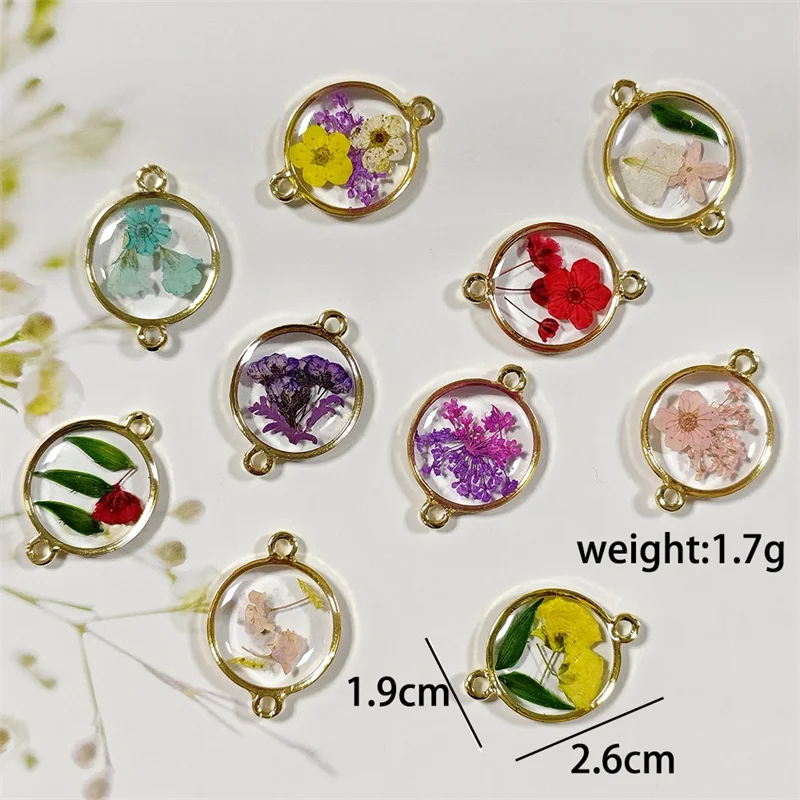 Min 20pcs/lot color 26*19mm flowers core geometry rounds shape resin alloy beads with two hanger diy jewelry garment accessory